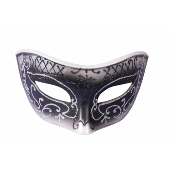 silver and black masquerade mask