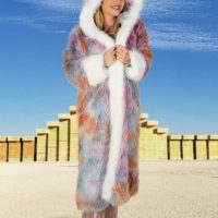 Faux fur colorful long jacket (Rental)