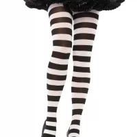 Striped Opaque Black and White Tights