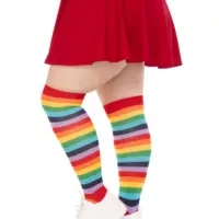 Spandex Plus Size Rainbow Stripe Socks