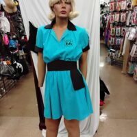 50s Car Hop Costume in Aqua Blue with Route 66 Size: Lrg-XLrg