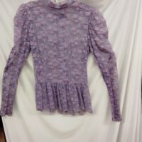 Vintage Sheer Lavender Floral Lace Collared Blouse Victorian Esque