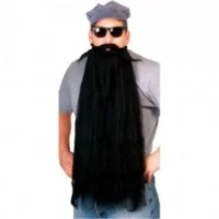 Beard 25″ Long Synthetic Fiber Costume Beard W/ Attached Mustache