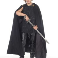 Medieval Black Cape with a metal antique gold Dragon Clasp