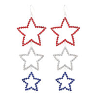 Three Star Red White and Blue Earrings