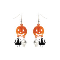 Pumpkin Skull Spider Earrings