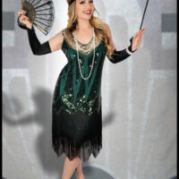 Flapper Set-7pcs (glovettes, headband, Necklace, cigarette holder, earrings, fan, bracelet)