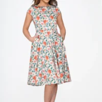 40s-50s Pink Floral Swing Dress