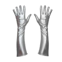 Silver Metallic Long Gloves