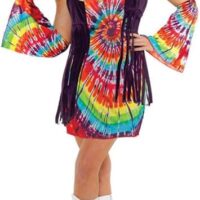 Women’s 1960s-1970s Retro Tie Dye Hippie Costume Dress Set – Revolution