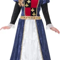 Royal Medieval Queen Costume-Blue Velvet Gown and Crown